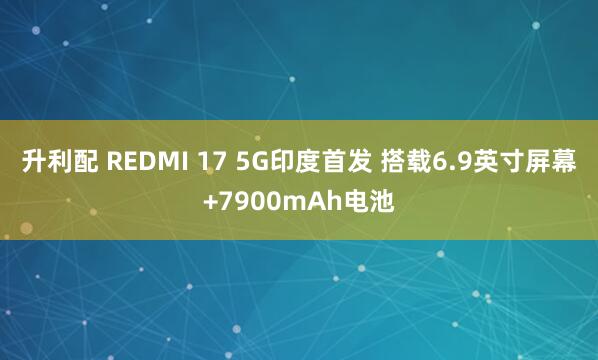 升利配 REDMI 17 5G印度首发 搭载6.9英寸屏幕+7900mAh电池